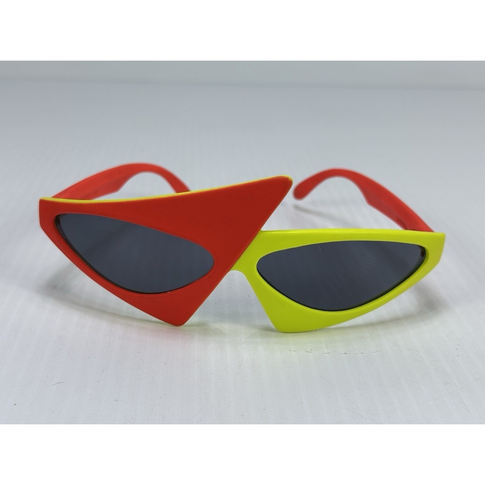 Vintage 1980s New Wave Futuristic Sunglasses 1989 Orange Yellow Red Funky Punk